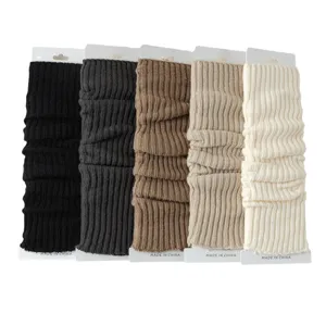 Ribbed knit leg warmers winter slouch boot cuffs college style warm calf socks set for women