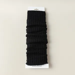 Black ribbed knit leg warmers cozy winter boot cuffs warm college style sock accessories