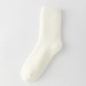 Women thick warm winter solid color mid-calf coral fleece cozy fuzzy socks for daily wear