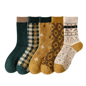 Inverno calzini spessi caldi donna set stile giapponese carino giallo verde spugna
