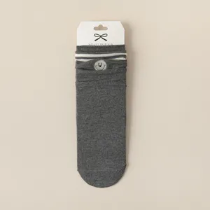 Autumn winter women long socks with two stripes embroidered smiley casual cotton socks new