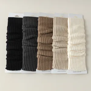 Winter warm knitted leg warmers vertical stripe thermal boot cover socks set pack