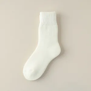 Thickened Winter Warm Thermal Terry Socks Solid Color Mid-Tube Cozy Soft Floor Socks For Women