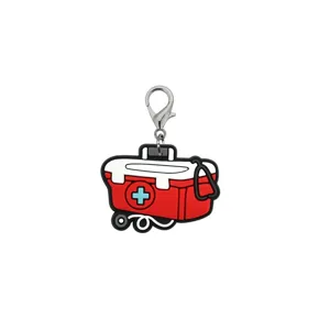 Red medical PVC keychain cute nurse first aid box bag charm creative keyring gift