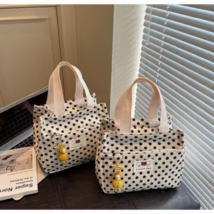 Stylish canvas tote bag lunch handbag minimalist large capacity daily student bag.