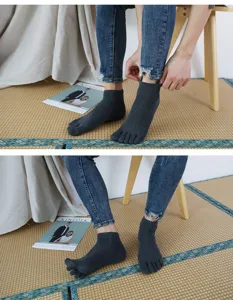 Calcetines de cinco dedos para hombre algodon transpirable corto detalle vista real