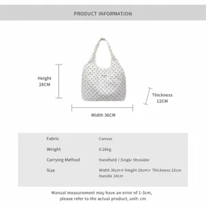 Borsa tote in tela spessa versatile e casual da donna, elegante borsa a tracolla.
