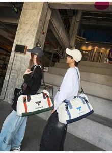 Large capacity travel duffel bag for men, waterproof sports fitness gym bag, outdoor luggage.