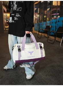 Large capacity travel duffel bag for men, outdoor sports fitness bag, stylish luggage.