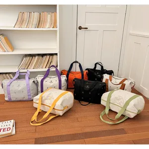 Women large capacity canvas travel duffel bag short trip fitness crossbody luggage bag