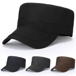 Men's Casual Flat Cap Solid Color Breathable Sun Protection Outdoor Sports Peak Cap Adjustable Summer Hat
