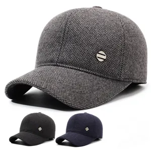Hommes Hiver Chaud Laine Casquette de Baseball Oreille Épaissie Rabat Ventproof Extérieur Casual Chapeau de Papa