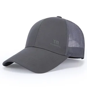 Klassische graue Mesh-Baseballkappe, atmungsaktiver Sommer Outdoor Sonnenschutz Hut.