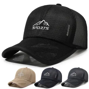 Men's Mesh Breathable Baseball Cap Outdoor Sports Sun Protection Adjustable Solid Color Niche Style Fishing Hat
