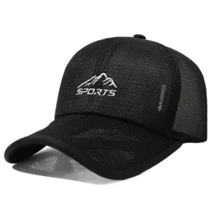 Black mesh baseball cap for men summer breathable outdoor sports sun shade fishing hat
