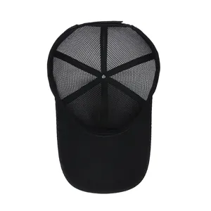 Breathable mesh baseball cap for men, summer outdoor sun protection hat, solid black design.