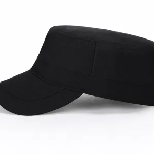 Men flat top cap spring summer outdoor sun visor quick drying black casual military hat