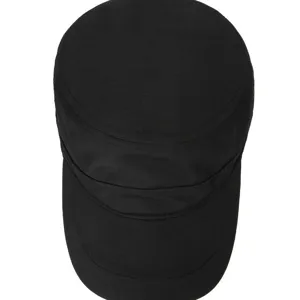 Men's black flat top cap quick-dry sun visor hat for outdoor summer travel casual wear.