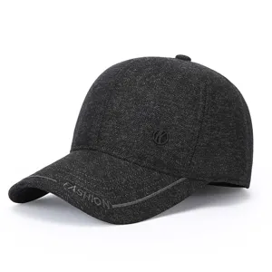 Men's Autumn Winter Warm Baseball Cap Thickened Windproof Casual Hat Herringbone Fabric