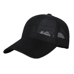 Summer breathable mesh baseball cap for men, black casual sun protection sunhat, chic.