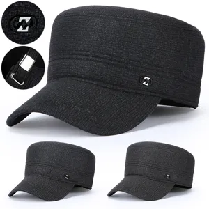 Mannen Winter Warme Platte Pet Verdikte Wol Oorklep Koud Weer Outdoor Klep Hoed Mode Casual Newsboy Hoed Voor Mannen