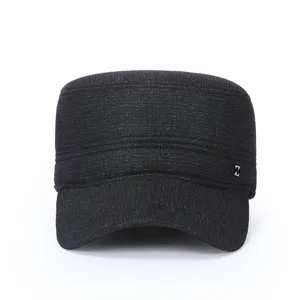 Heren winter warme platte top muts verdikte wol cadet pet outdoor koudebestendige pet