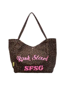 Borsa shopper in tela con stampa leopardata retro grande capacita borsa a spalla