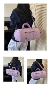 Large capacity purple gym duffel bag, waterproof wet dry separation travel fitness sports bag for women.