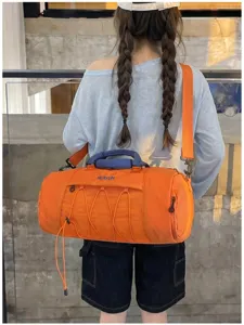 Large capacity sports fitness duffel bag with dry wet separation for travel gym yoga.