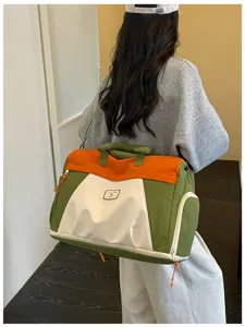 Große Reise Duffle Tasche Farbblock wasserdichte Fitness Sporttasche für Kurztrips.