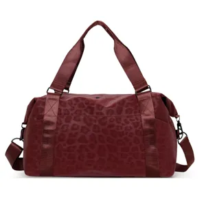 Large capacity leopard print travel duffel bag waterproof gym bag for women and short trips