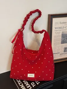 Sac à épaule floral scrunchie de printemps style coréen décontracté grand hobo tote bag