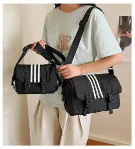 Nylon crossbody bag for women casual sporty shoulder bag large capacity black commuter