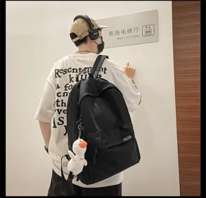 Casual black backpack for men with large capacity, ideal for daily travel, school, and commuting.
