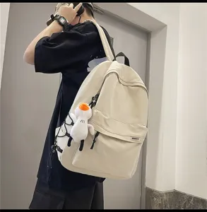 Minimalist large capacity canvas school backpack for men and women daily use detail view