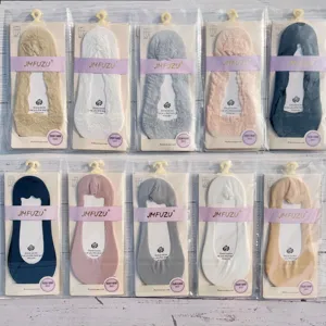 Chaussettes Invisibles Décolletées en Dentelle pour Femmes Maille Respirante Anti-Dérapant Silicone Décontracté Été Courtes