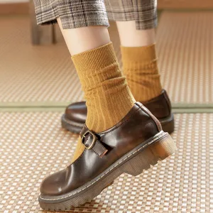 Chaussettes mi-hautes femme tricot style japonais rétro automne hiver tendance mode