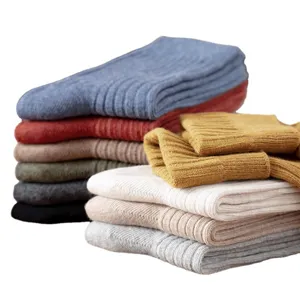 Femmes chaussettes tricotées mi-mollet automne hiver douillet décontracté coloré empilé