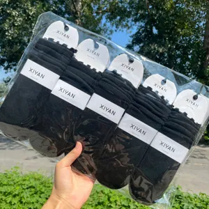 Women black slouch socks lolita ruffled cotton socks multi pack packaged main image