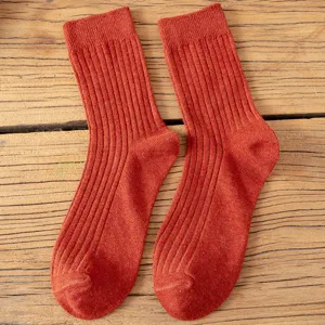 Chaussettes mi-mollet côtelées unies et confortables pour femmes automne hiver mode