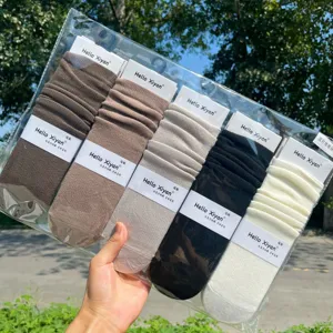 Women cotton stack socks 5 pairs set winter fashion casual college style leg warmers