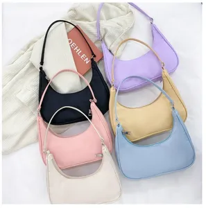 Women half moon shoulder bag underarm handbag stylish PU leather casual trendy purses