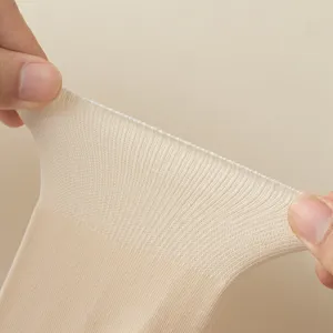 Detail view of high elastic stretch women cotton socks, showing soft and breathable knit fabric.