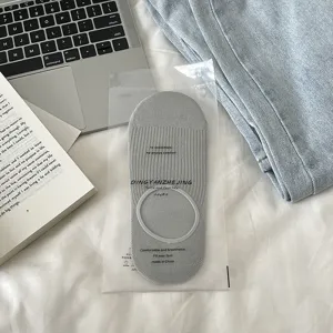 Women solid grey vertical stripe low cut invisible socks minimalist breathable cotton boat socks.