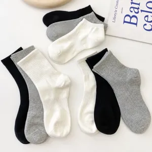 Mens cotton socks casual breathable black white grey short mid long tube multipack