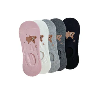 Dames schattige cartoon beer voetjes, antislip katoen onzichtbare sneakersokken.