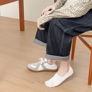 Onzichtbare katoenen heren sokken zomer dun laag uitgesneden antislip sneaker sokken wit