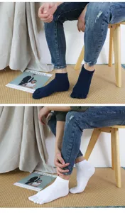 Calcetines de cinco dedos de malla transpirable para hombre, calcetines cortos lisos.