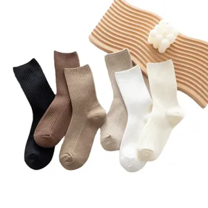 Calzini medi a coste tinta unita da donna stile giapponese primavera estate moda casual base.