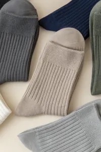 Classic men ribbed cotton socks in assorted colors, comfortable casual business wear for autumn.